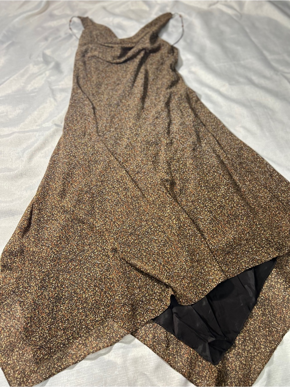 Laundry By Shelli Segal Metallic Brown Slip Dress with Subtle Gold Sparkle Sz. 8